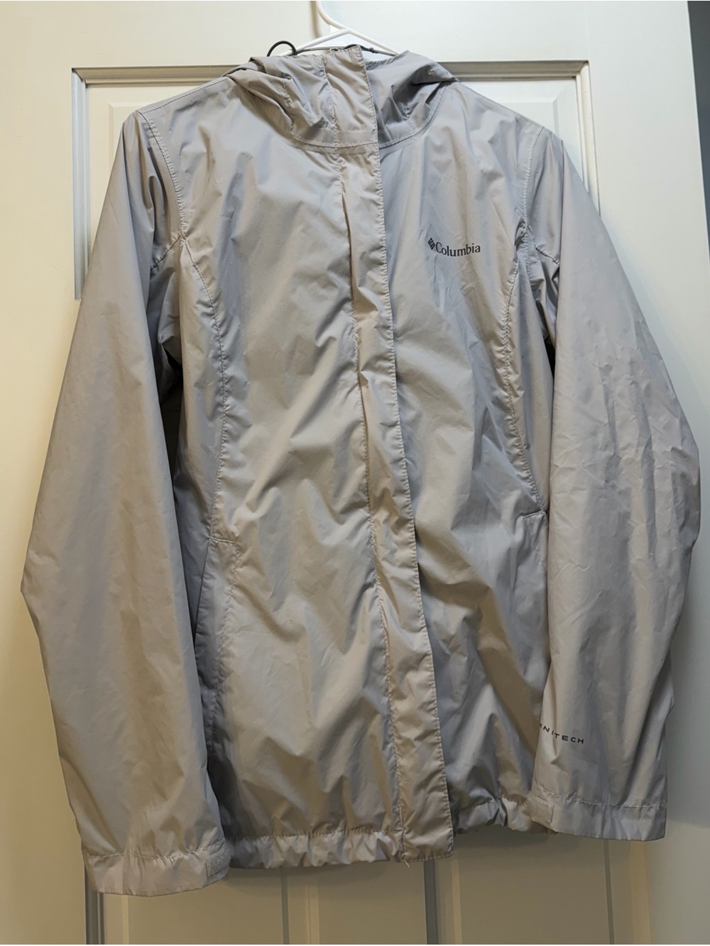 Columbia Light Gray Kids' Hooded Rain Jacket
